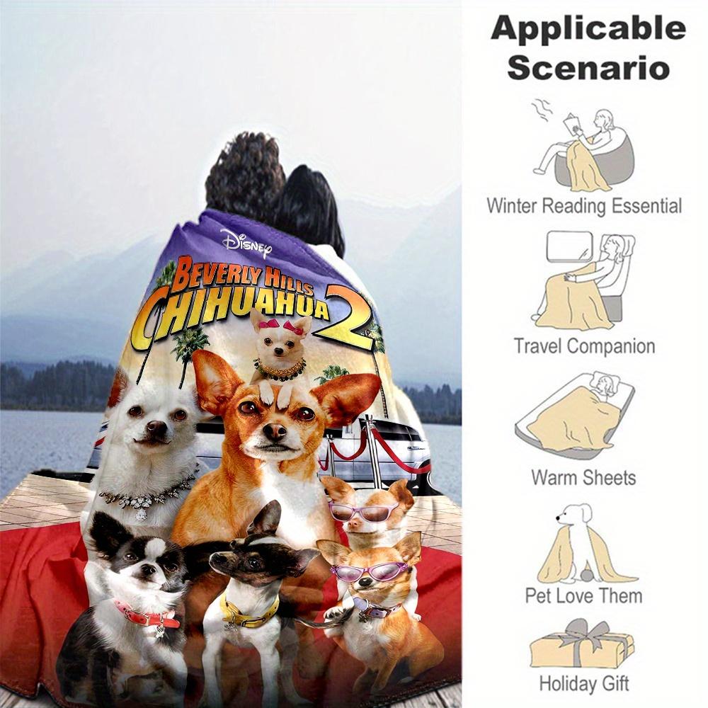 1pc, Disney Beverly Hills Chihuahua Themed Blanket Soft and Cozy Seasonal Throw Blanket for Outdoor, Living Room, Outdoor Blankets, Travel, Camping
