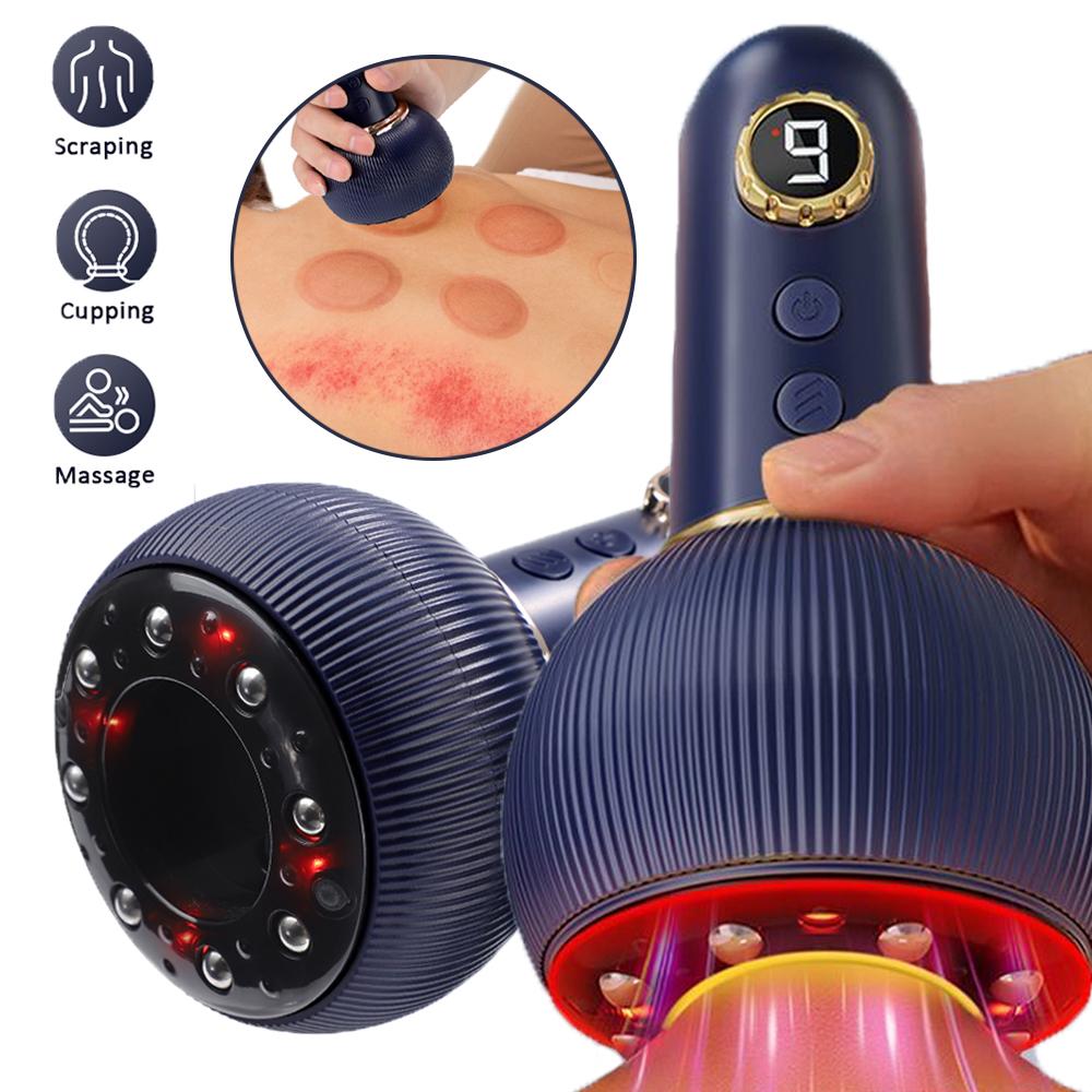 Electric Scraping Cupping Massager 9 Levels Negative Pressure Heating GuaSha Vacuum Suction Cup Anti-Cellulite Fat Burner Device
