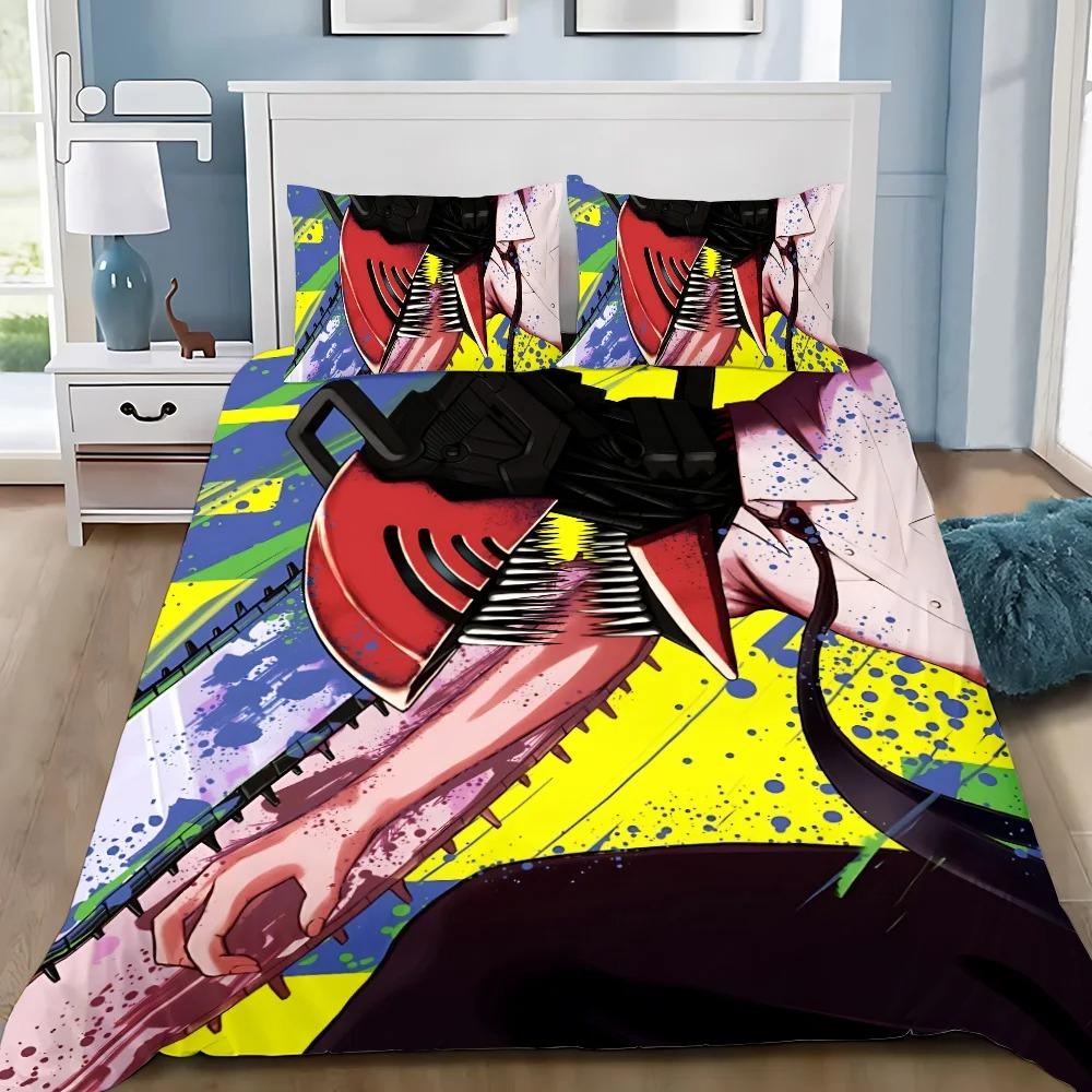 Exquisite 3D Chainsaw Man Wallpaper Anime Printing Bedding Set Duvet Cover Comforter Bed Adult Youth Girl Boy Gift