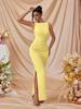 Summer 2025 Women's Sleeveless Sexy Solid Color Slim Fit Split Dress