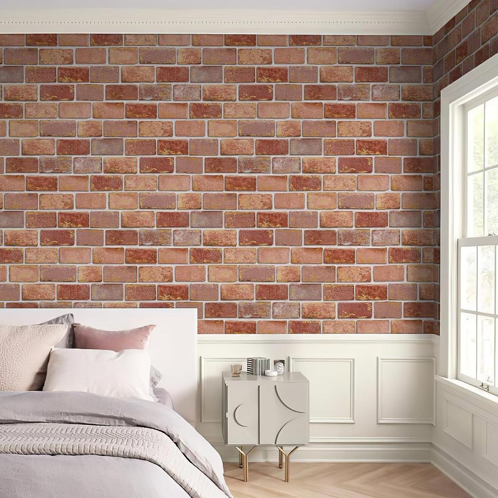 Czerwona Cegła Samoprzylepna Tapeta Vintage Cegła Teksturowana Samoprzylepna Tapeta Zdejmowalny Papier Kontaktowy do Kuchni Sypialni