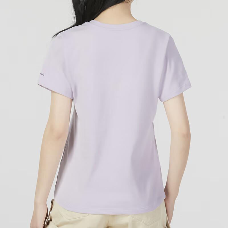Columbia Solid Color Round Neck Pullover Short Sleeve T-Shirt Women tops Light-Purple AR7427-584
