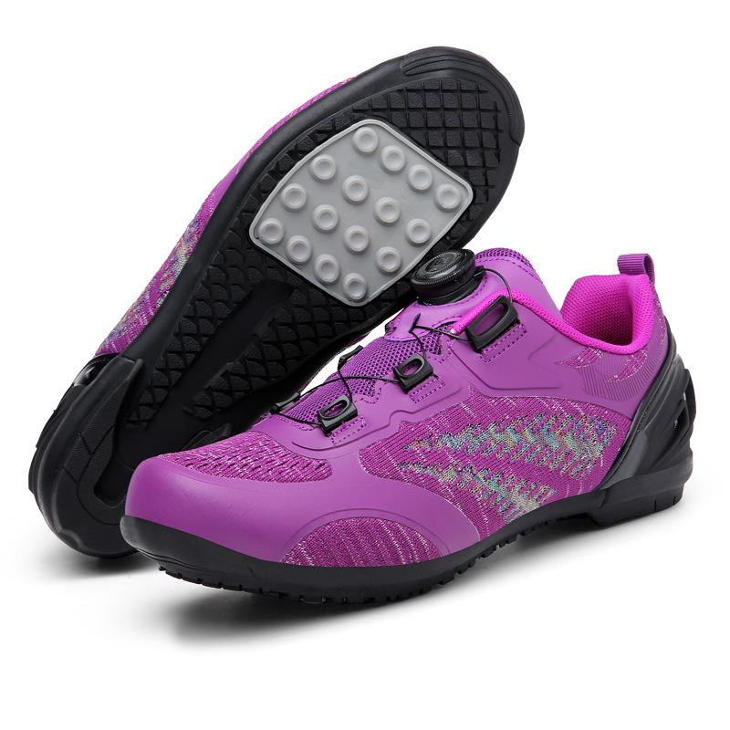 Foreign trade mesh breathable bicycle shoes cycling shoes men and women road bike lock shoes mountain bike shoes