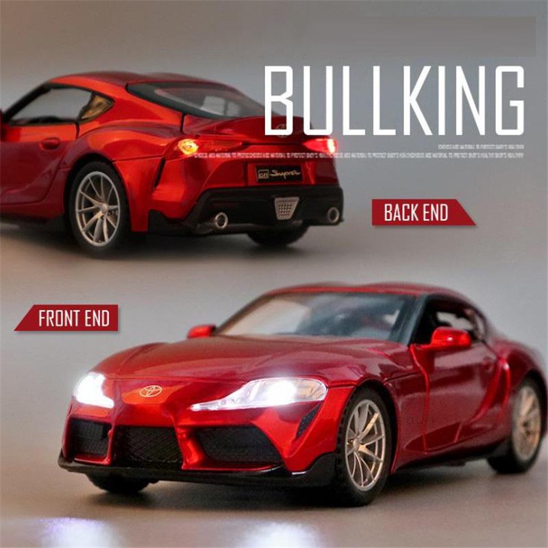 1/32 Scale Toyota GR SUPRA Sports Diecast Car Model Toy, Pull Back Toy Vehicle with Sound and Light for Kids Toddler Boys Girls Gift Collection