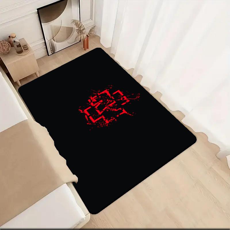 1Pc Rammstein Theme Printed Rectangle Carpet, Home Door Mat, Outdoor Travel Protection Carpet A6