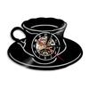 Coffee Cup Cut Out Longplay Wall Clock Kitchen Decor Cafe House Coffee Sign Black Noiseless Hanging Wall Clock Gifts for Barista