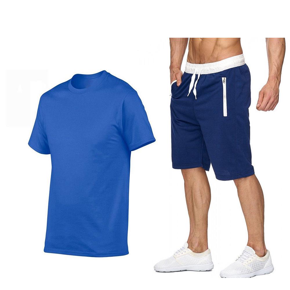 2024 Summer Men's Solid Short Sleeve T-shirt & Shorts Set