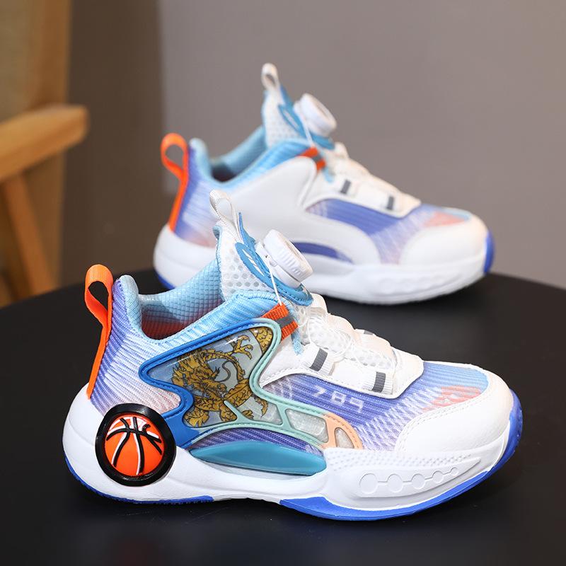 Children's Basketball Shoes Friction Sound Summer Mesh Breathable New Boys and Girls Sports Shoes Wear-resistant Non-slip Actual Combat