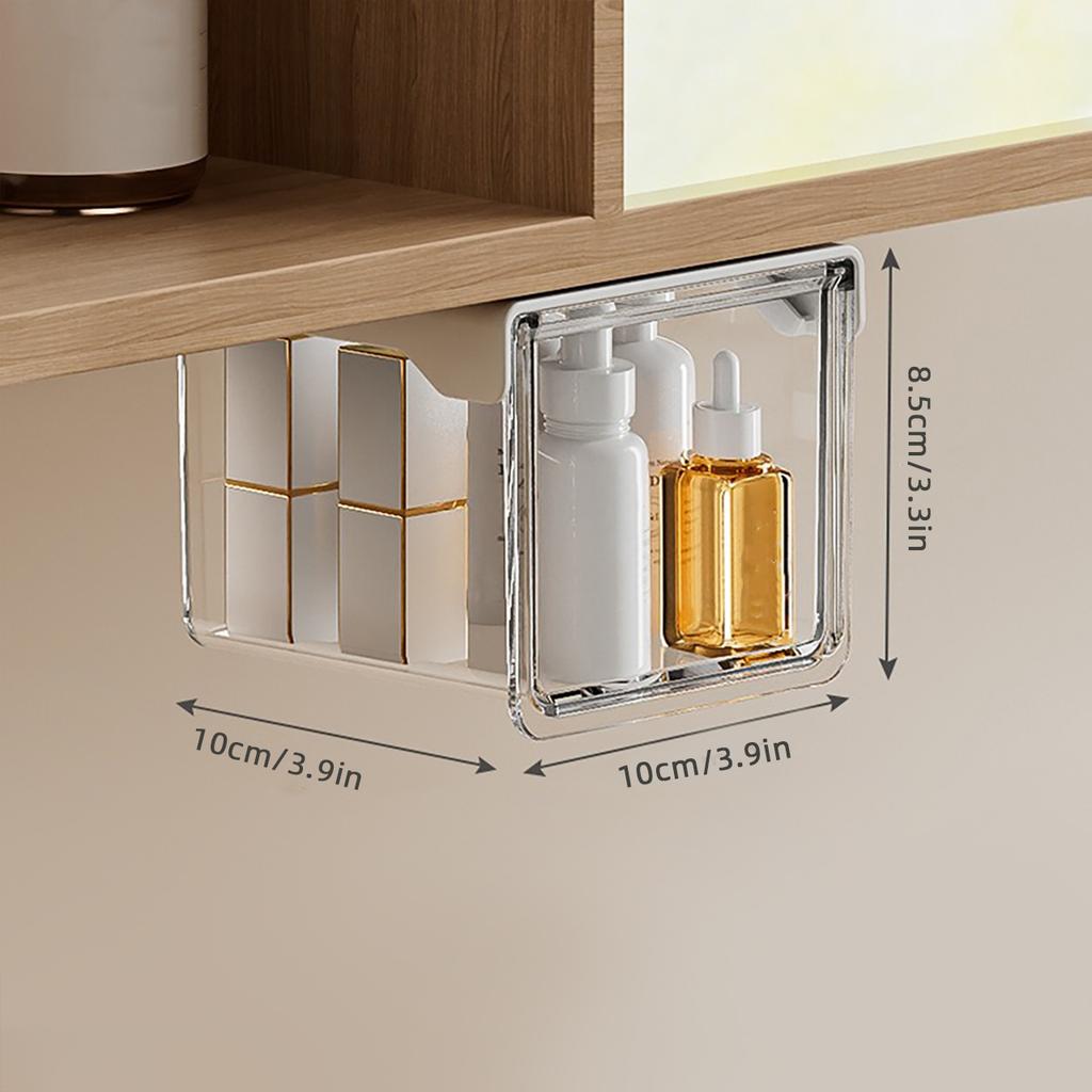 Transparente Schubladen-Aufbewahrungsbox Ausziehbarer Organizer-Koffer für unter den Spiegel Badezimmer Baumwollstäbchen Make-up-Halter
