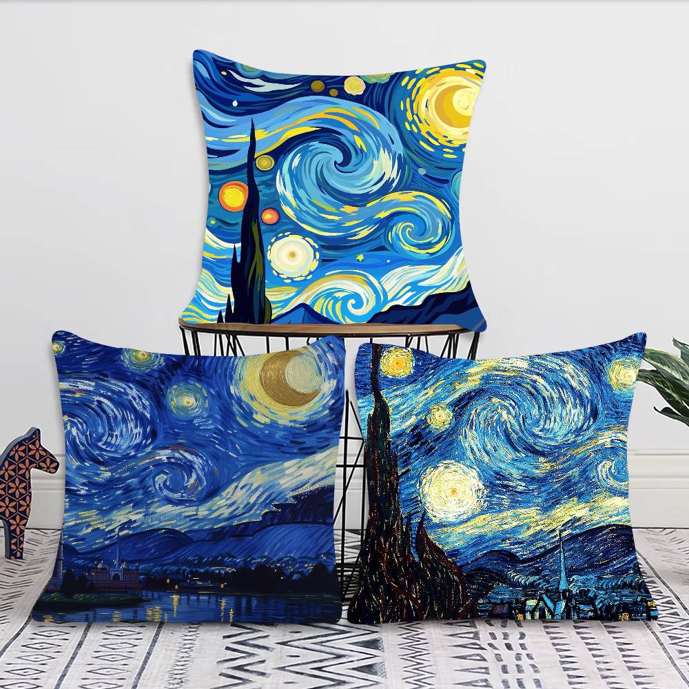 The Starry Night Art Pillow Case Fashion Square Pillowcase Bedroom Sofa Room Ins Decoration Leisure