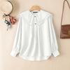 ZANZEA Women Casual Doll Collar Loose Long Sleeve Blouse