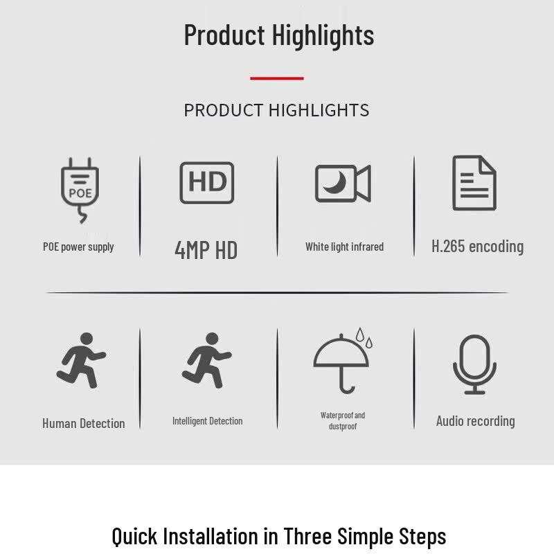 HIKVISION 4MP POE Vollfarb-Kugelkopf-Netzwerkkamera CN-Stecker (Adapter enthalten)