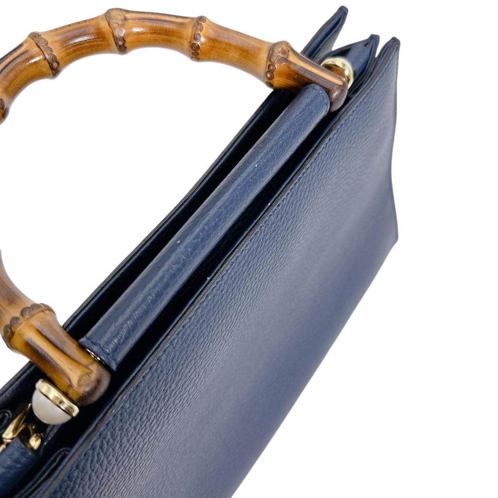 GUCCI leather 2way Handbag leather blue Women 470271 Used