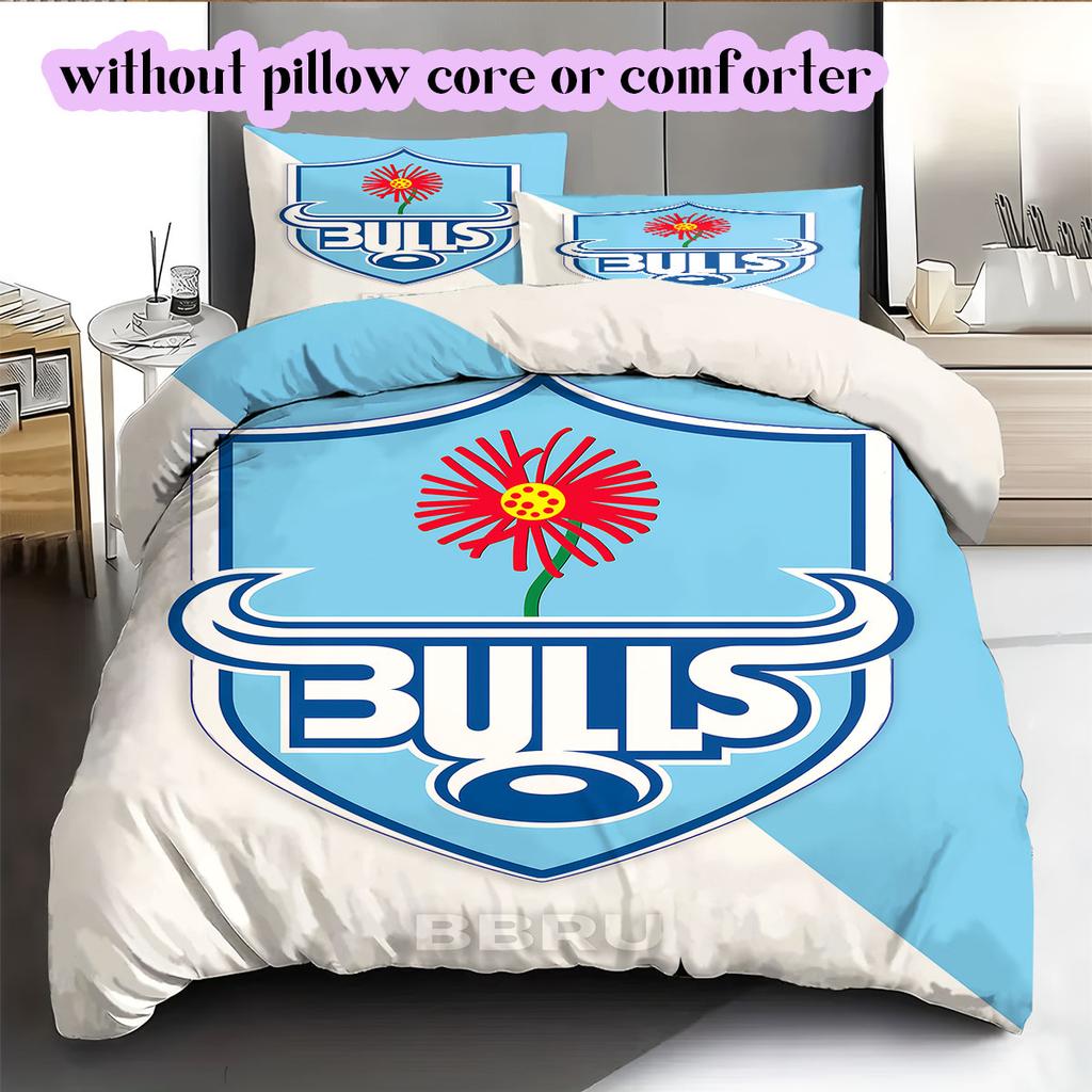 Rugby Club The Bulls Pattern Bedding,Quilt Set Quilt Cover Pillowcase Home Birthday Gift (1*duvet cover+2*pillowcase,without core)
