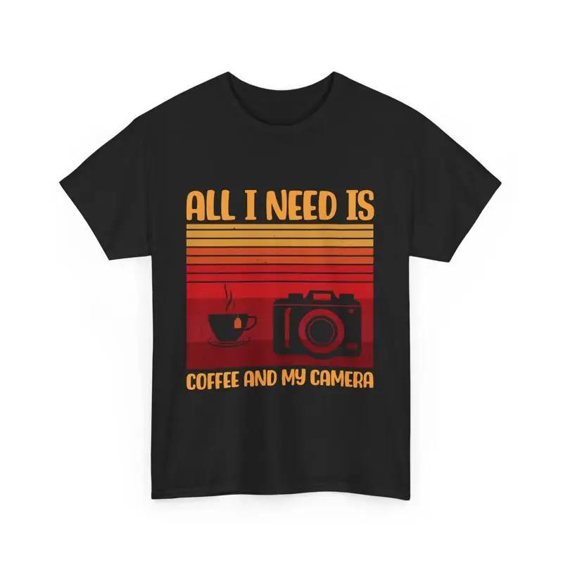 Retro Vintage All I Need Is Coffee And My Camera Photography T Shirt