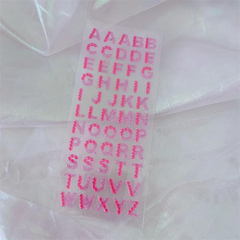 1Pcs Glitter A-Z Alphabet Letters Sticker Scrapbooking Stationery School Supplies Black/Gold/Silver/Red/Blue/Pink/Purple/Green