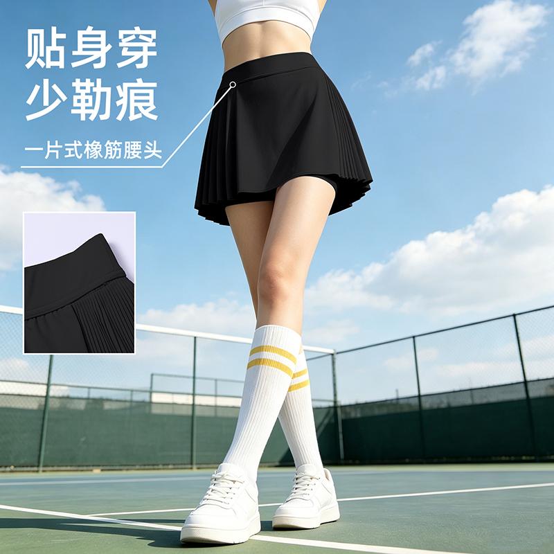 Women s Pleated Skirt Tennis Skirt Summer Anti Glare Belt Lined Pocket Quick Drying Skirt Summer Running A-line Skirt 2XL
