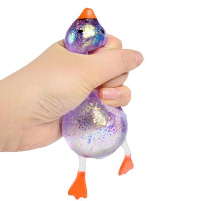 Squeeze Glitter Duck Stress Relief Toy Mini Stretchy Duck Fidget Toy Soft Animal Sensory Toy for Birthday Party Favors Anxiety Relief
