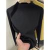 Solid color semi-turtleneck long-sleeved sweater stacked in autumn and winter, simple inner top, slim bottom knitted sweater
