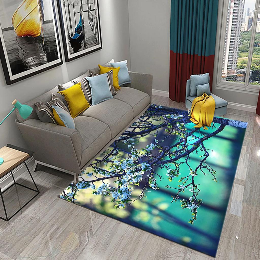 3D Branch Carpet Winter Tree Without Leaves Pattern Carpet Doormat Kitchen Bathroom Anti-Slip Living Room Bedroom Floor Mat Rug
