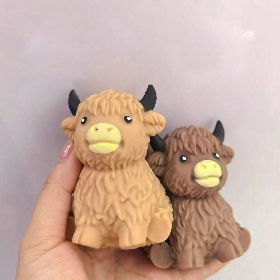 Mucca Scozzese delle Highlands Squishy Rimbalzo Lento Sollievo dall'Ansia Giocattolo Fidget, Giocattoli Squishy, Giocattoli per Bambini, Juegos Para Niños, Squishy al Formaggio