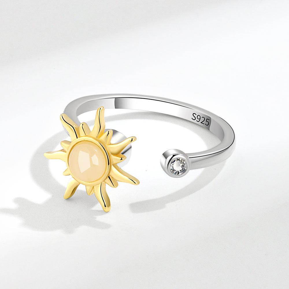 Sunflower Rotating Stress Relief Adjustable Ring - Stackable Finger Jewelry