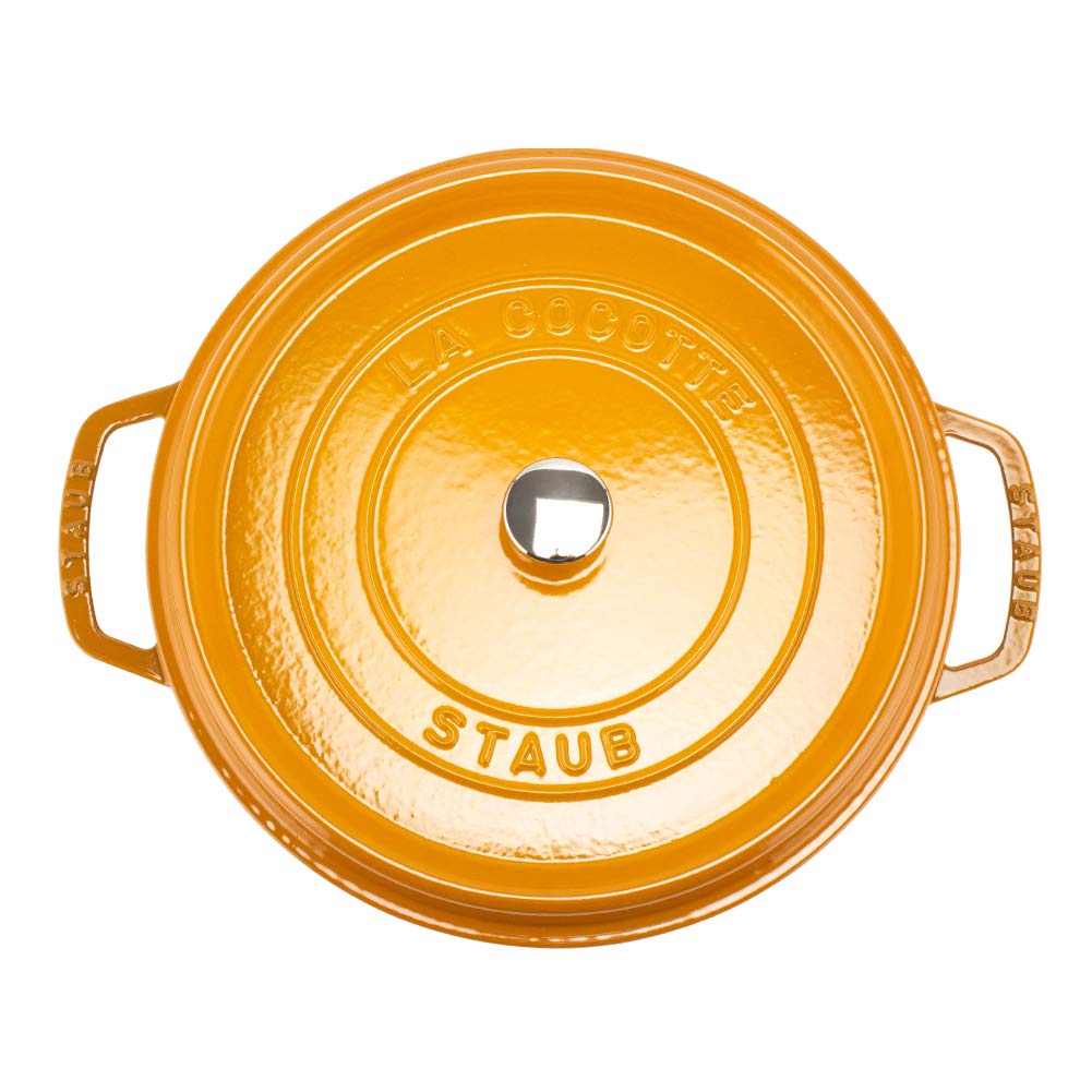 Staub Pico Cocotte Round 28cm 1102812 Enameled Pot Rund Brater Mustard Yellow Pico Cocotte Pot Stylish Cookware Kitchen Supplies [Staub]