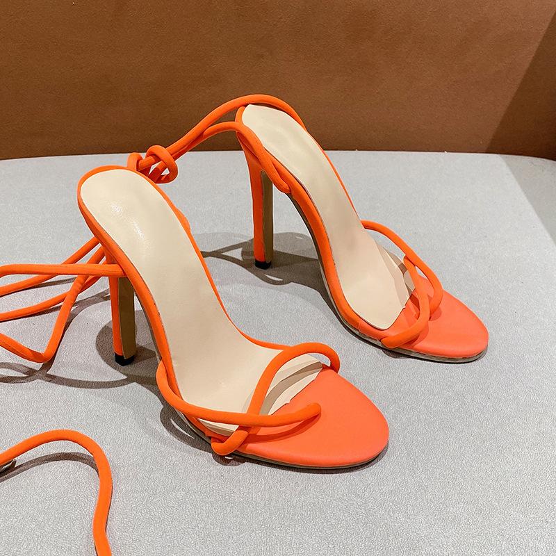

Fashion Fashion Temperament Woman Shoes 2025Summer New Style Open Toe Heels Simple Versatile Women Sandals Anti Slip Women Heels Sandals 43 помаранчевий