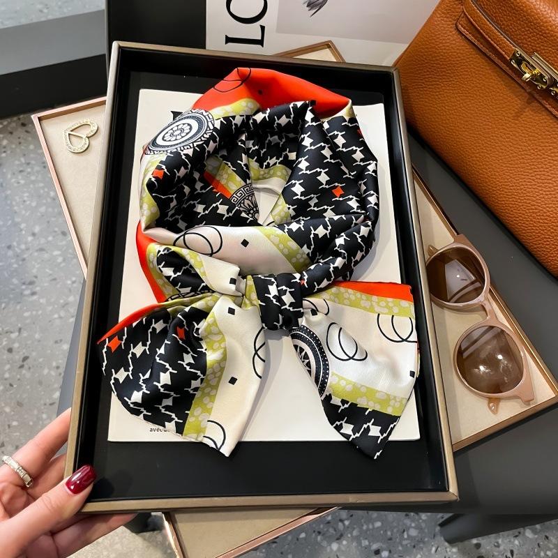 Satin high-end tied hair long silk scarf headband elegant and simple versatile hair band headband streamer hair accessories women's tied bag