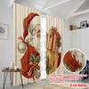 2pcs,2D Plane Printing Window Curtain Vintage Santa Claus Durable 100% Polyester Fabric (without Rod) Outdoor Decorations for