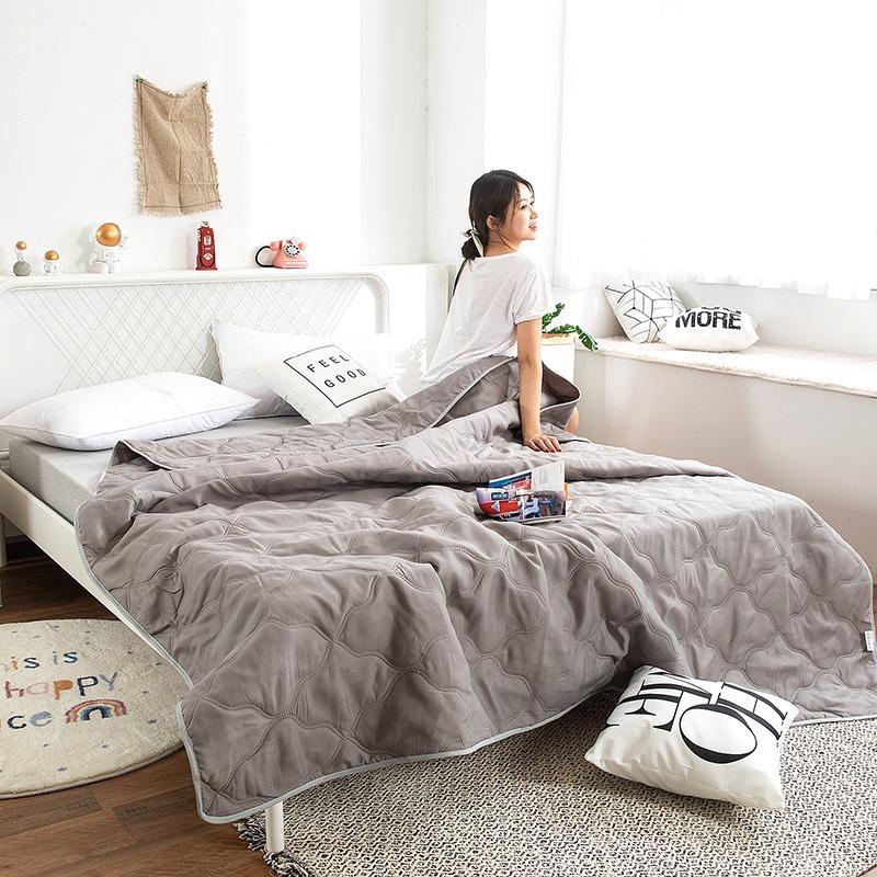Lit d'été matelassé simple et double, léger, noyau de couette imprimé, climatisation, couette double, queen size, couette fine à carreaux