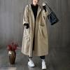 Autumn New Literary Loose Large Size Knee Long Big Pocket Trench Coat Women's Hooded Commuter Casual