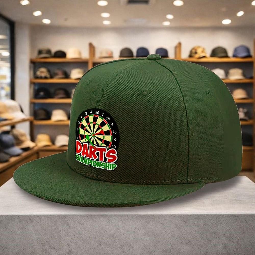 Berretto da Baseball con Stampa Grafica Campionato di Freccette, Visiera Piatta, Poliestere, Snapback Casual, Unisex, Sportivo