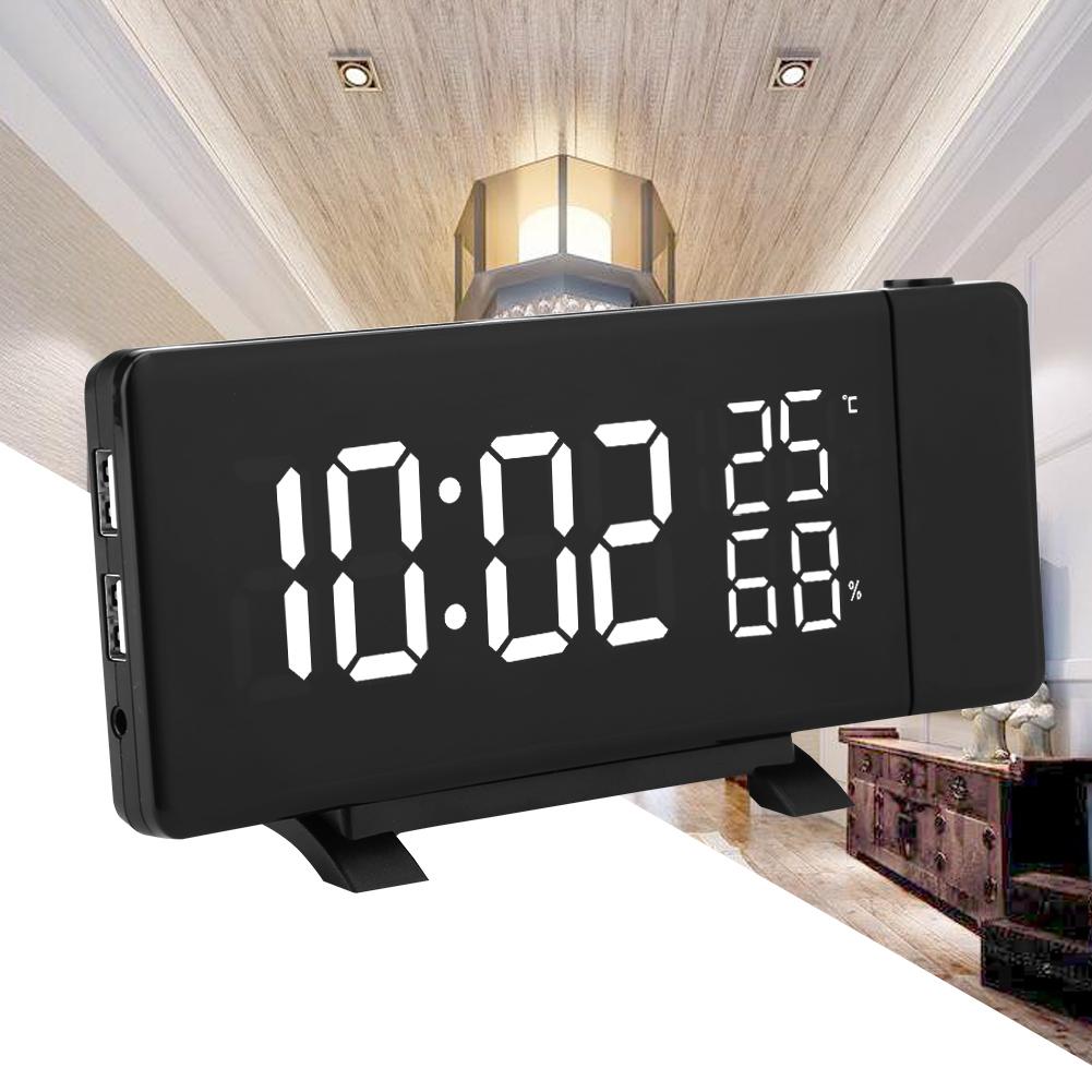 Digital Clock 3 Color Projection LED   Display Time Clock Temperature Humidity FM Radio 12