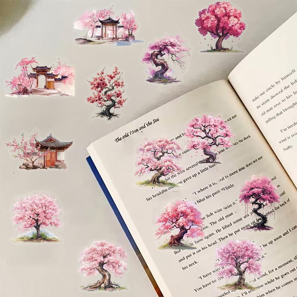 50PCS Watercolor Peach Tree Stickers Restaurant Stationery DIY Handmade Scrapbooking Cool Cafe Room Living Creative Sticker