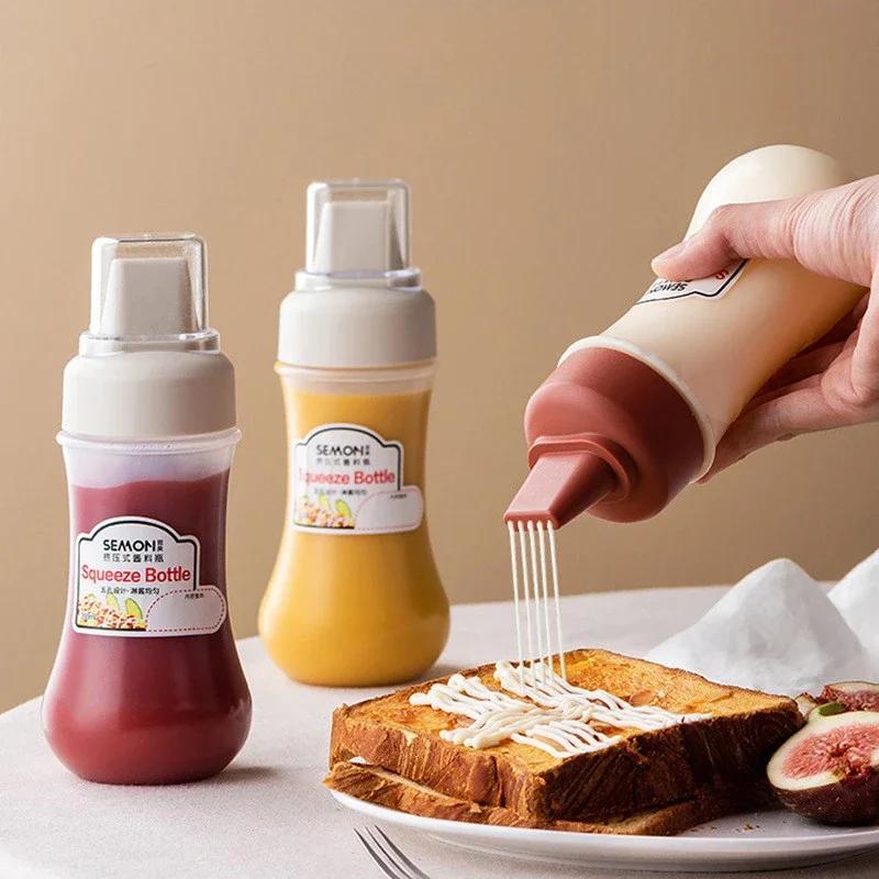 Ketchup Bottle Squeeze Condiment Bottles Sauce Squeeze Bottle With Clear Cover Kitchen Ketchup Mustard Sauce Olive Oil Bottles
