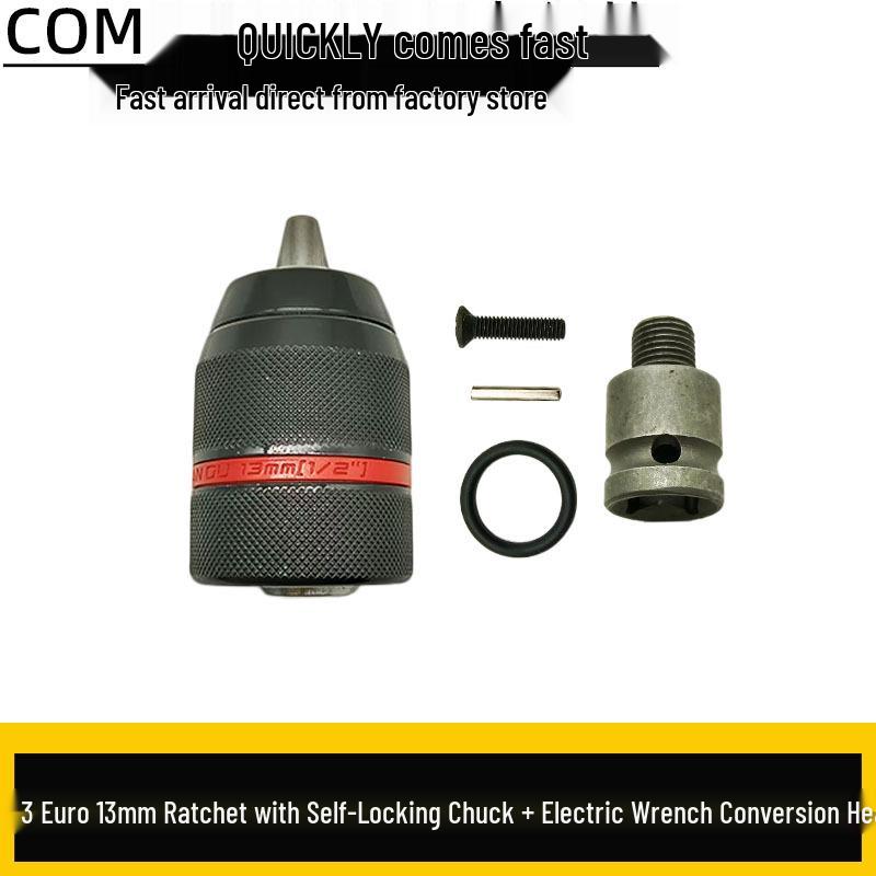 3-Euro All-Metal Electric Ratchet Wrench with Self-Locking 1.5-13mm Chuck and Conversion Extension Rod