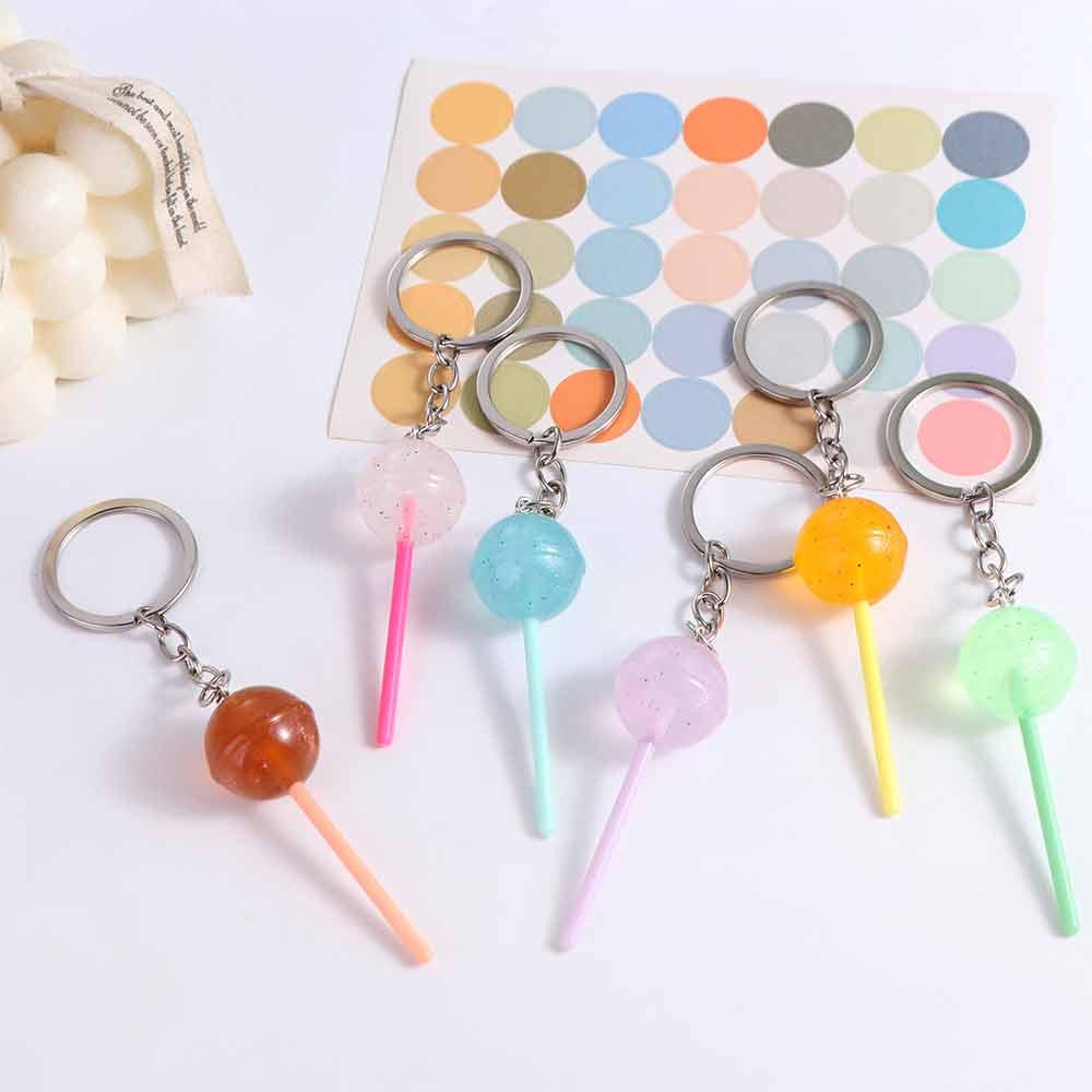 Jelly-colored Lollipop Keychain 3D Food Candy Key Rings Simulation Lollipop  Handbag Pendants