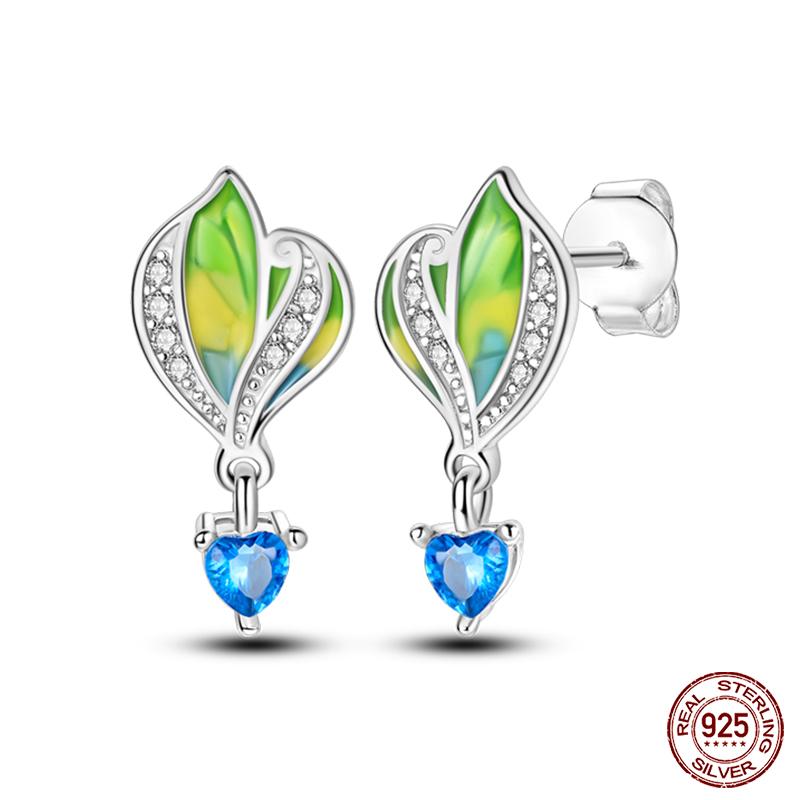 New 925 Sterling Silver Hope Rainbow Flower Earrings For Women Sparkling Colored Zircon Star Koi Earrings Party Jewelry