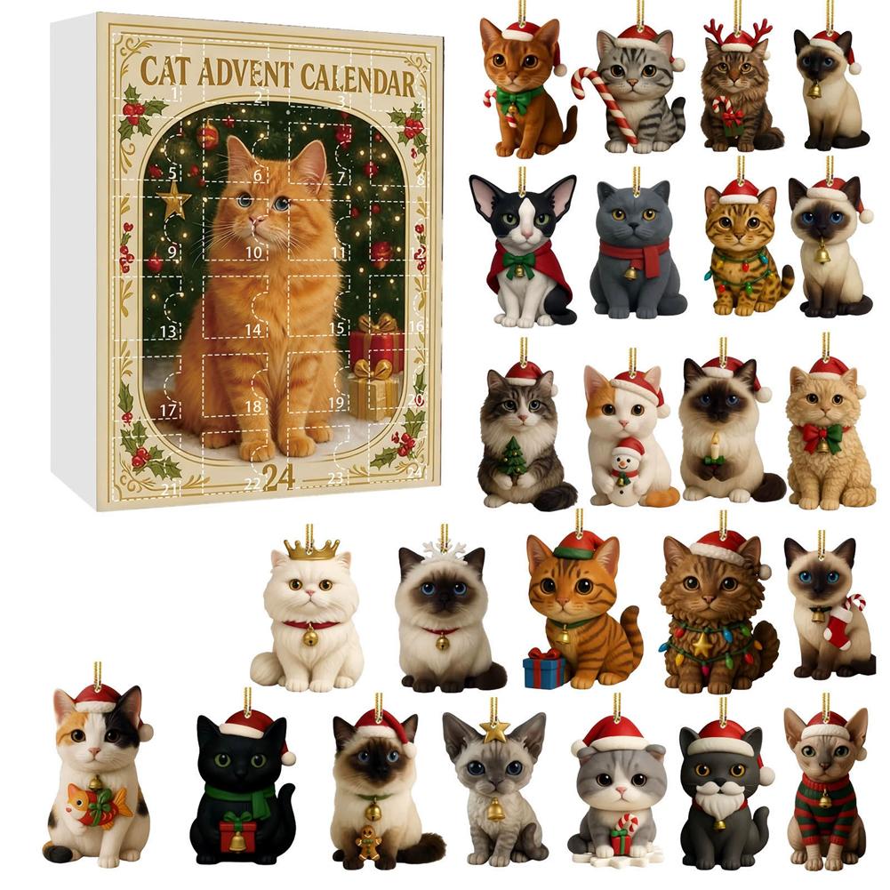 2D Cat Park Advent Calendar 2025 With 24 Surprise Figures Christmas Advent Calendar for Halloween And Christmas