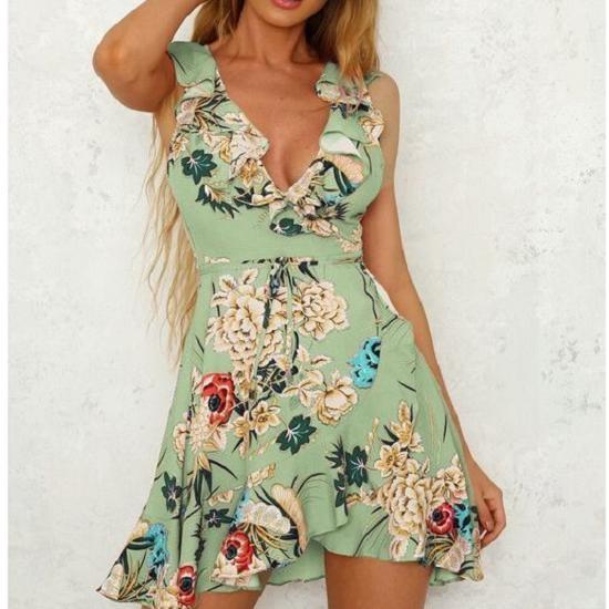 Luxurious Us Summer Women's Boho Sleeveless Beach Midi Dress With Floral Print For Every Occasion In Sizes S-xl