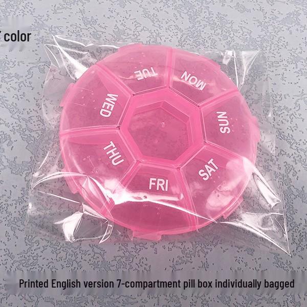 7-Day Round Portable Pill Box with 7 Compartments