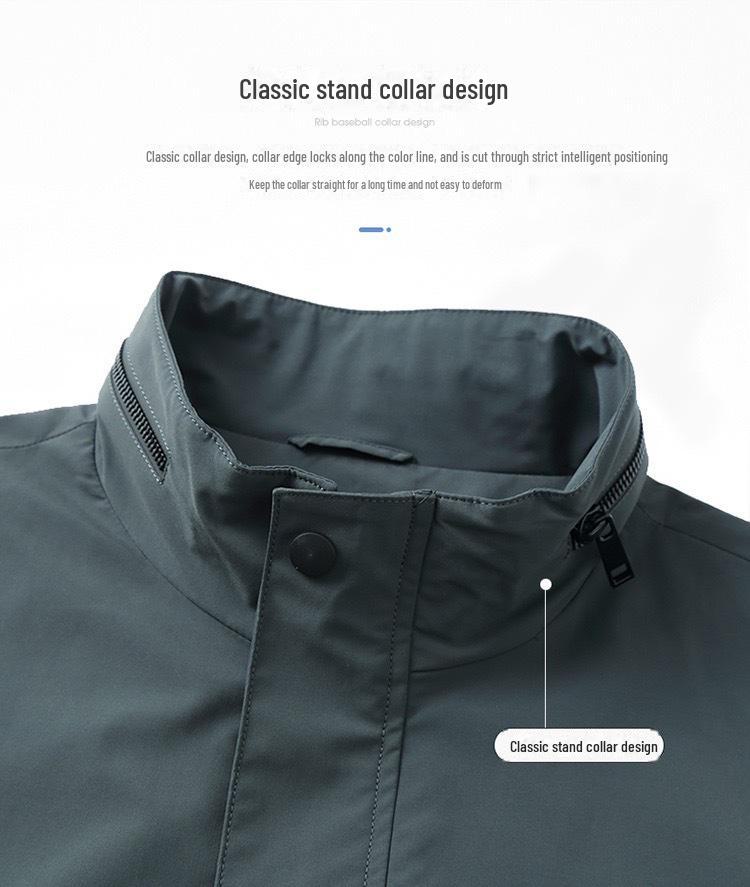 Men's High-End Business Casual Stand-Up Collar Windbreaker Jacket