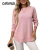 Autumn and Winter Women's Round Neck Button Wrap Core Yarn Long Sleeve Sweater