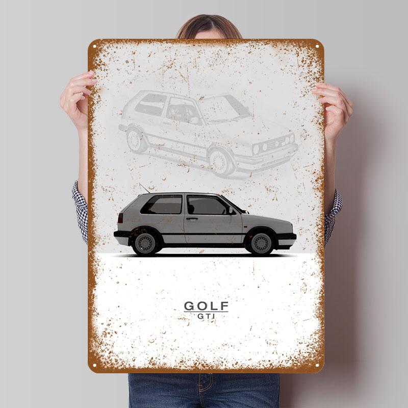

1992 VW Golf GTI Mk2 Білі Металеві Знаки Автомобільний Постер Прикраса для Спальні Вітальня Індивідуальний Жерстяний Знак для Настінної Художньої Декорації 7.9x11.8In(20x30cm)