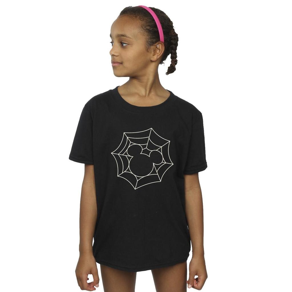 Disney Girls Mickey Mouse Spider Web Cotton T-Shirt