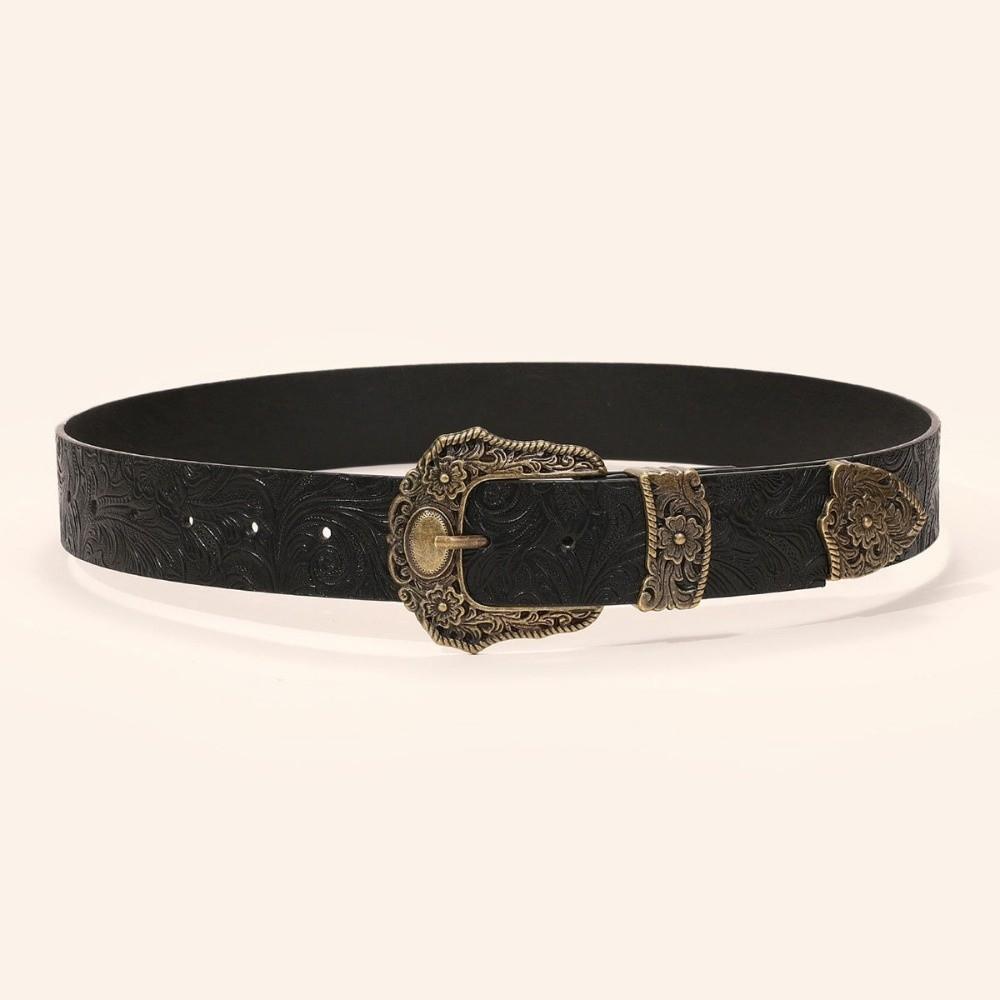 Modischer Breiter Western Cowboy Gürtel PU Leder Vintage Schnalle Gürtel Retro Lässiger Taillengürtel Herren Damen