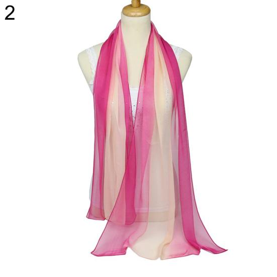 Fashion Gradient Color Voile Scarf Women Lightweight Soft Long Neck Wrap Shawl