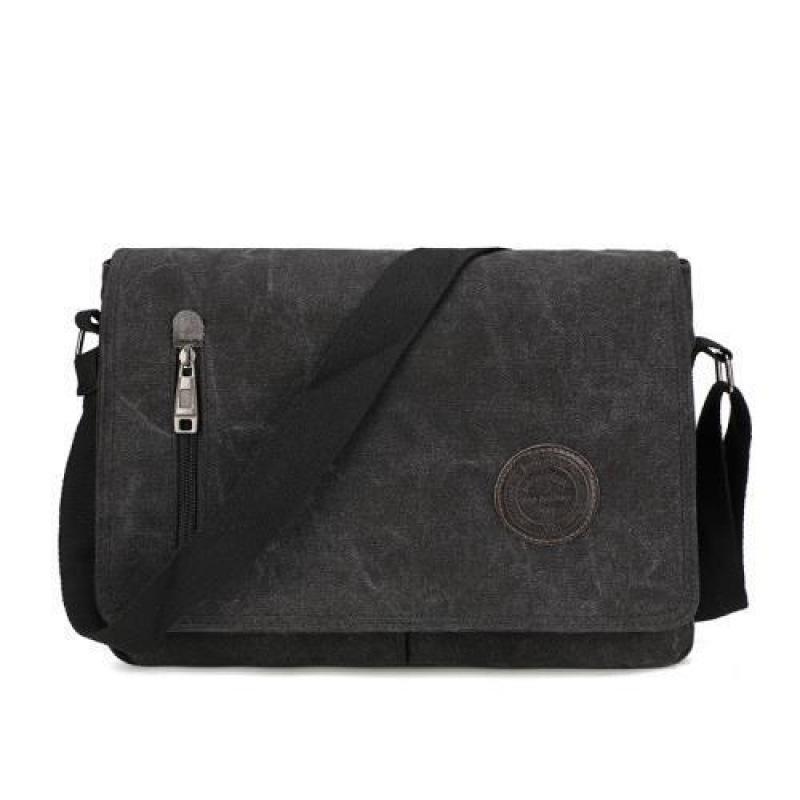 Q Men's Large Capacity Canvas Shoulder Bag - Business Casual Crossbody Briefcase