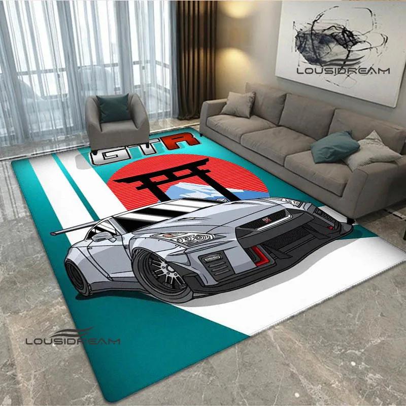 JDMs GTR Flag Car Pattern Carpet Decoration Room Home Outdoor Decor Racing Rug Non Slip Washable Game Style Floor Mat